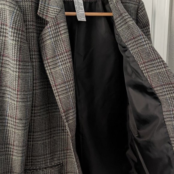 Sag Harbor Petite Wool Oversized Blazer Gray Plaid Tartan Vintage 6 Small 6P 0 - Picture 4 of 16